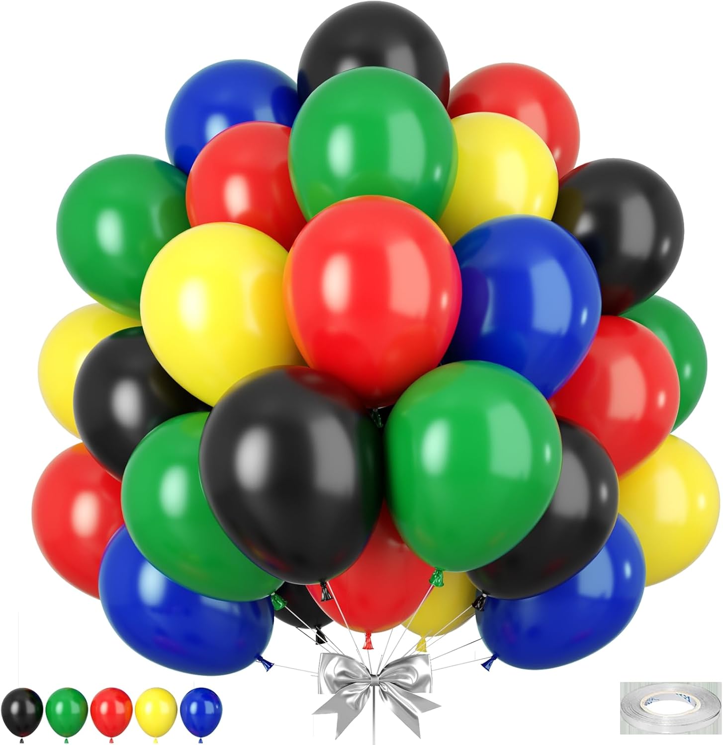 Red Blue Green Black Balloons Set for Party Decorations