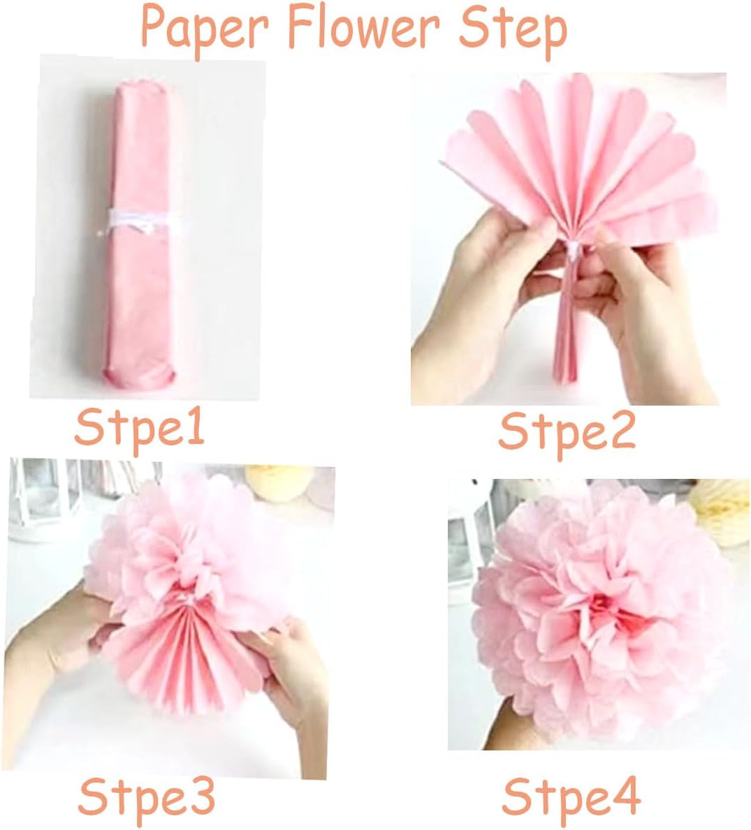 12pcs Pink Tissue Paper Pom Poms DIY Decor Kit