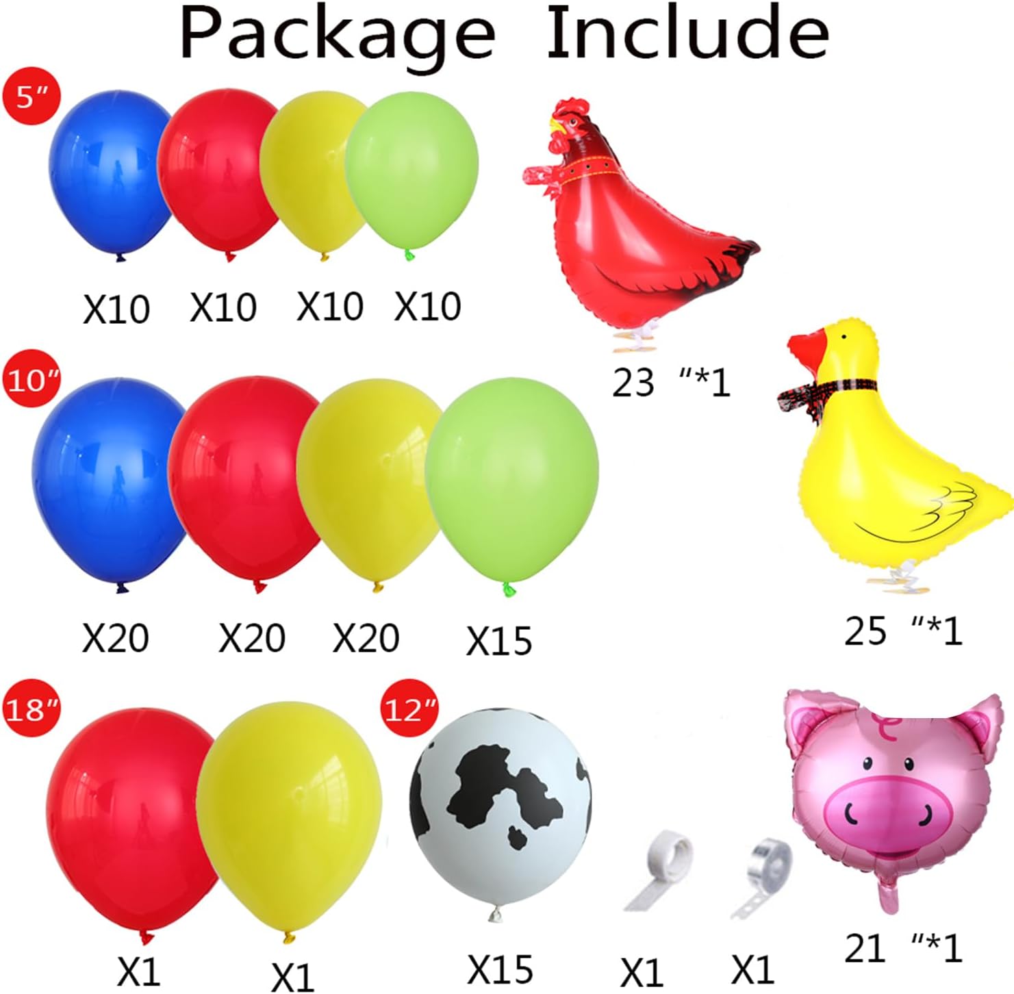 138Pcs Farm Animal Balloon Arch Kit for Birthday Parties