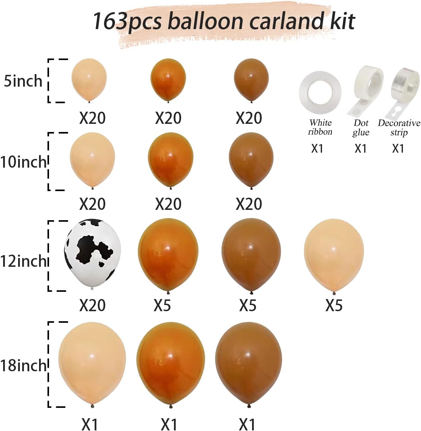 Western Themed Balloon Arch Kit 163 Pieces Ranch Decor