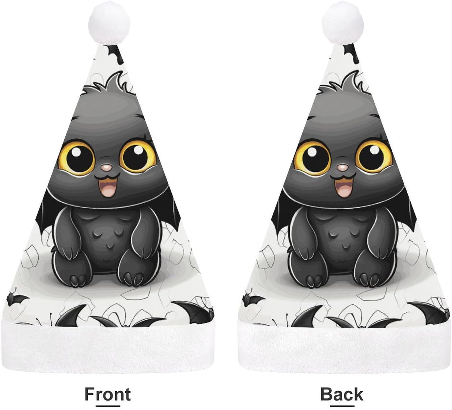 Santa Hat Cute Bat Christmas Hat for Adults