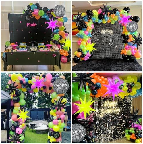 147pcs Neon Balloon Arch Kit for 80s 90s Birthday Party
