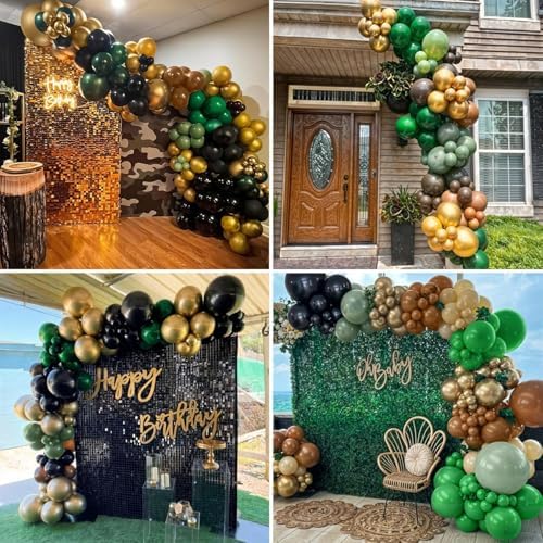 TAOYE 12 Inch 60 Pcs Green Brown Balloons Set