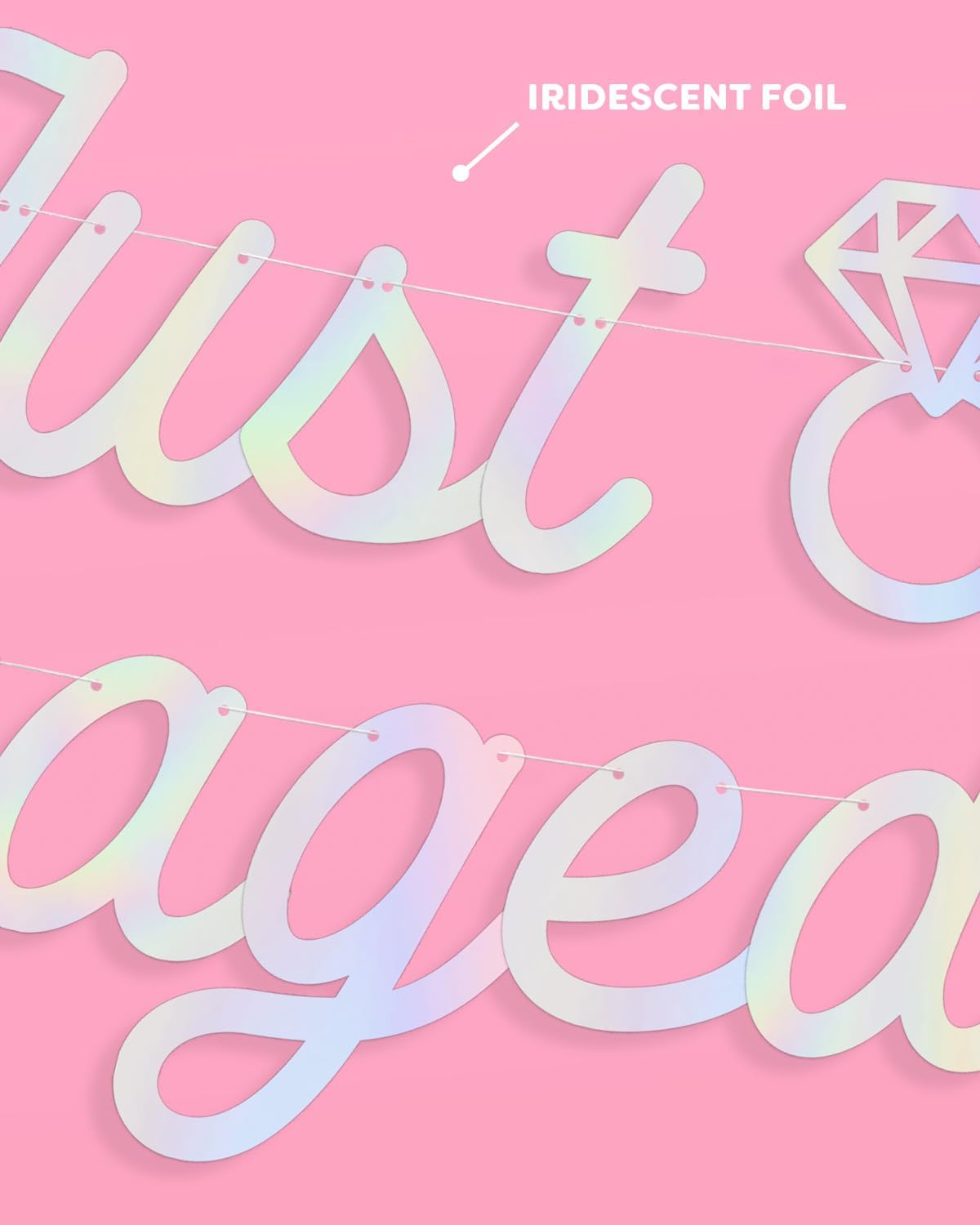 Xo Fetti Just Engaged Iridescent Foil Banner 5 Ft