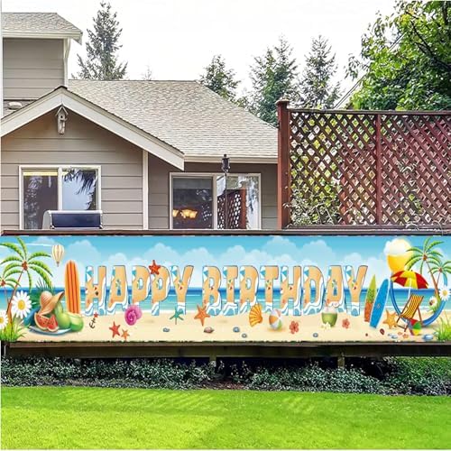 KYMY Hawaiian Birthday Banner 118x197 Inches