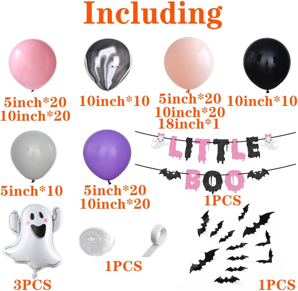 PageebO Halloween Balloon Arch Kit with Banner and Stickers