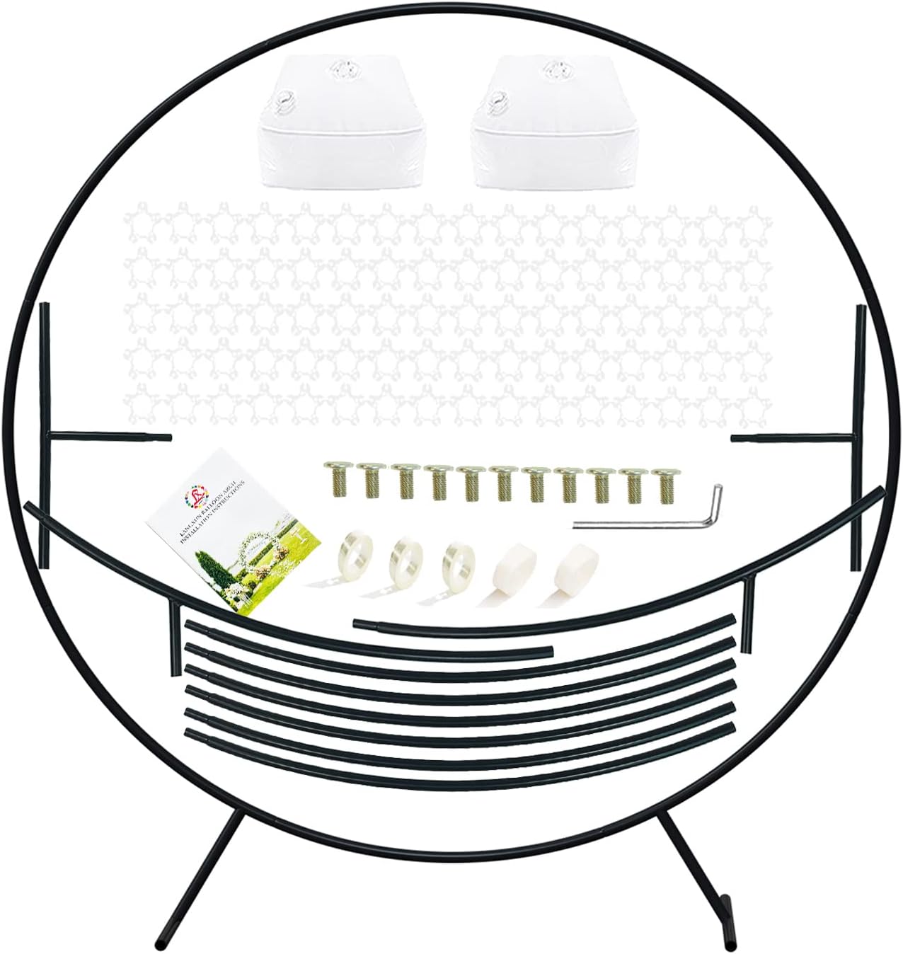 LANGXUN 72ft Black Metal Balloon Arch Kit for Events
