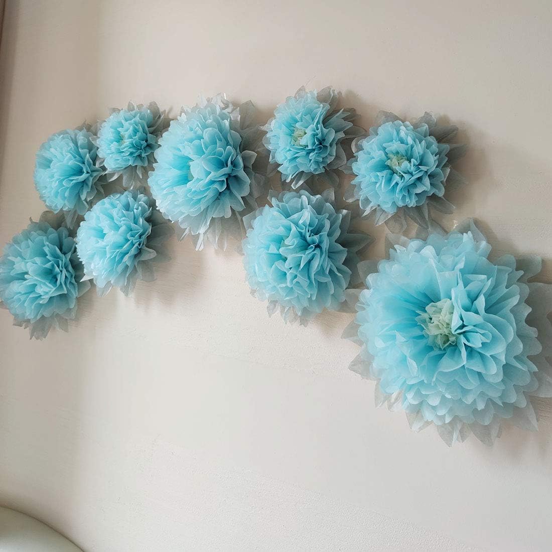 Mybbshower 9pcs Mixed Tissue Paper Pom Poms Decorations