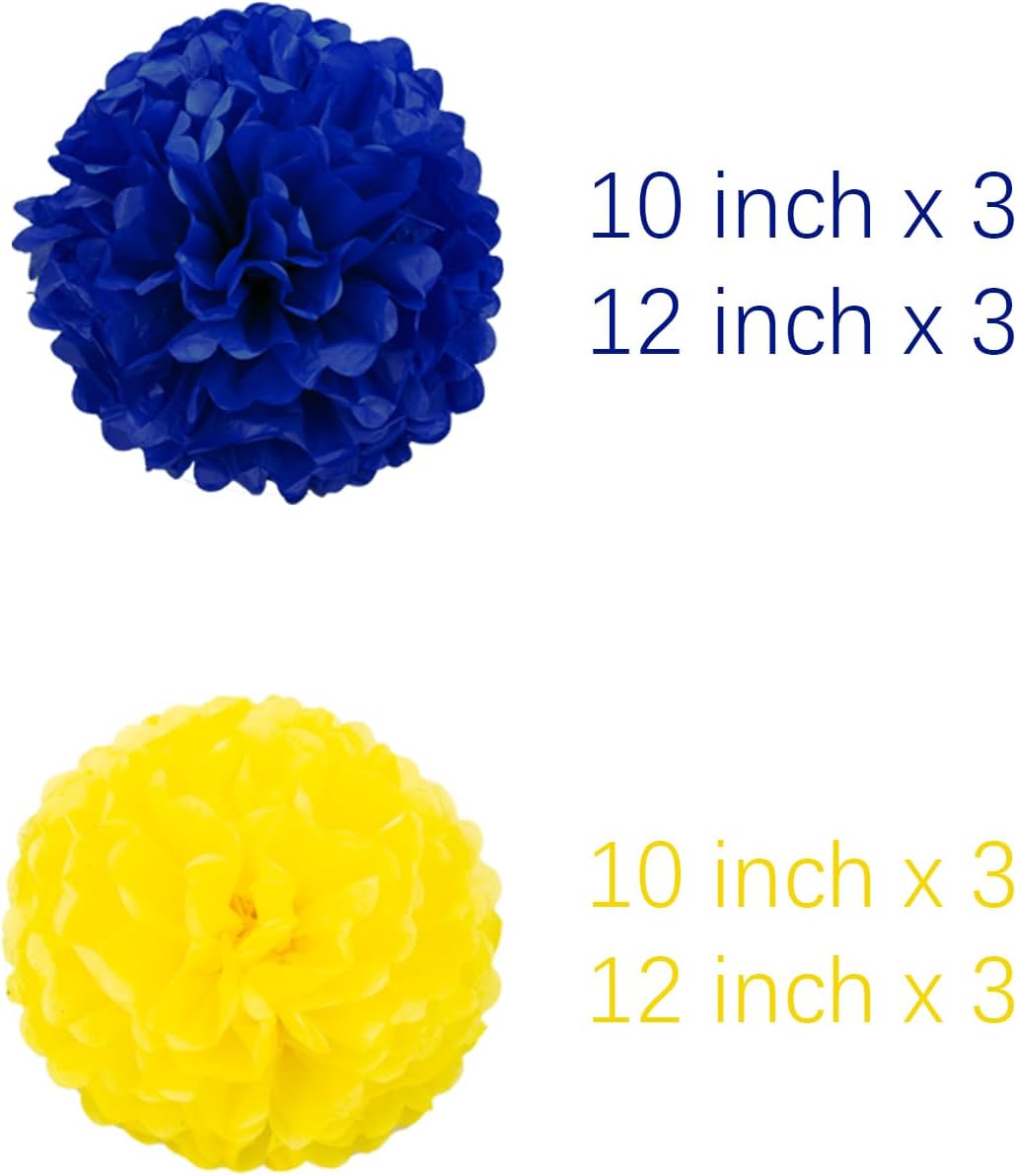 Yellow and Blue Tissue Pom Poms Paper Kit DIY Decor