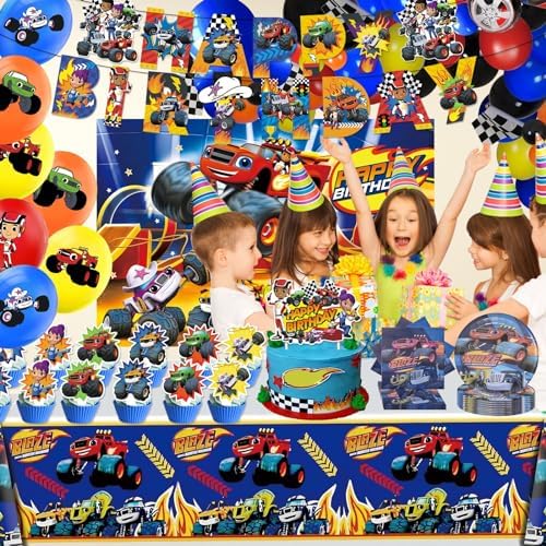 121 Pcs Monster Truck Birthday Party Supplies Set