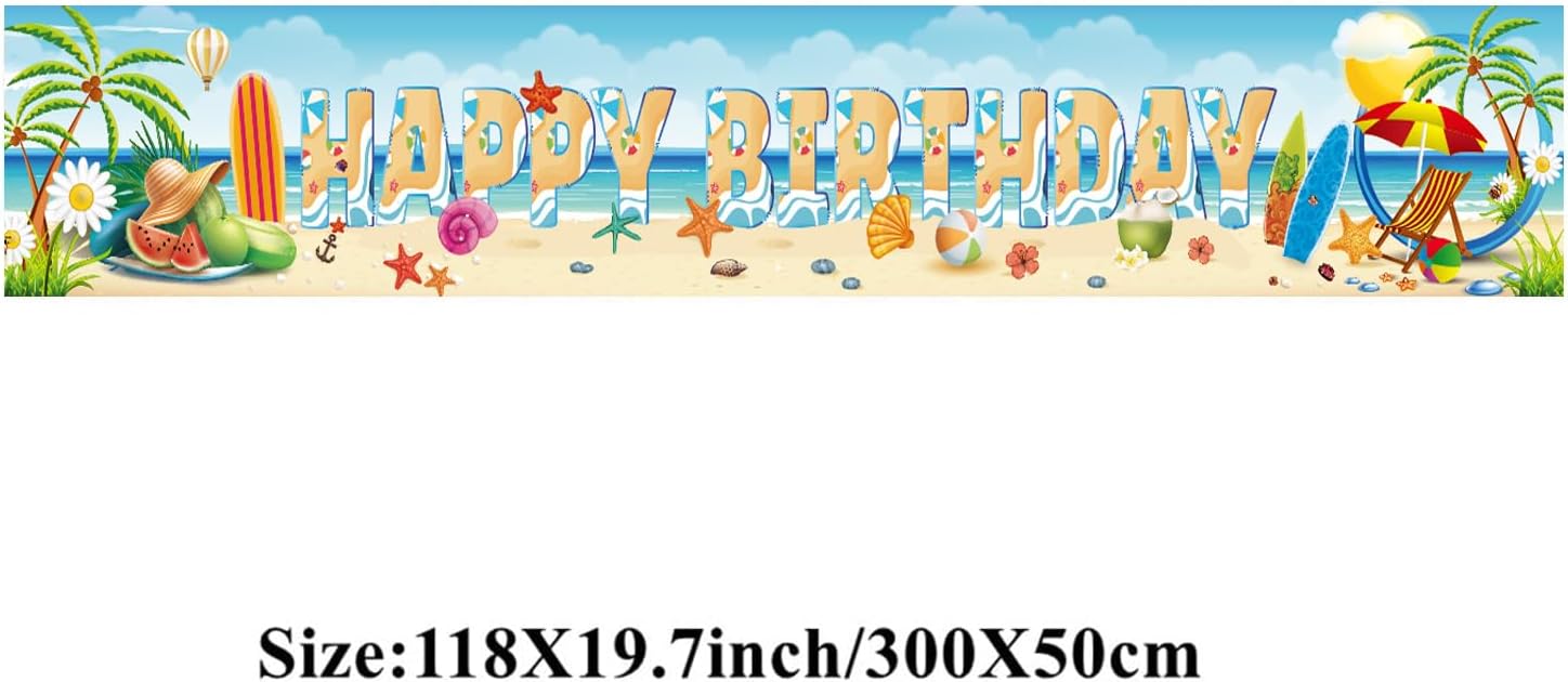 KYMY Hawaiian Birthday Banner 118x197 Inches
