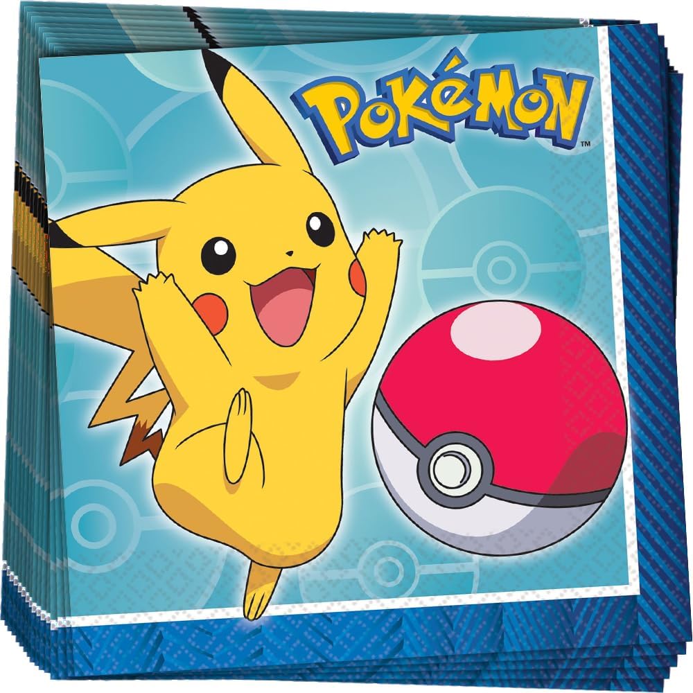 Multicolor Pokemon Beverage Napkins 5x5 Pack of 16