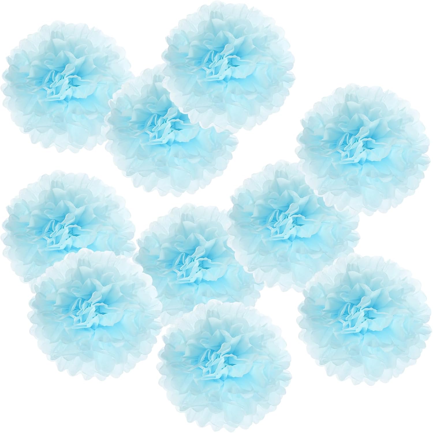 PATIKIL 4 Inch Light Blue Tissue Pom Poms 10 Pack