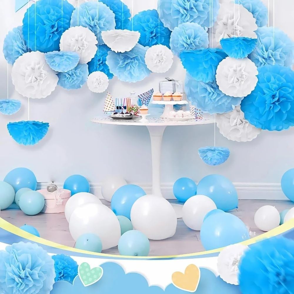 Terrific Teal Hanging Tissue Pom Pom 16 Inch 1 Count