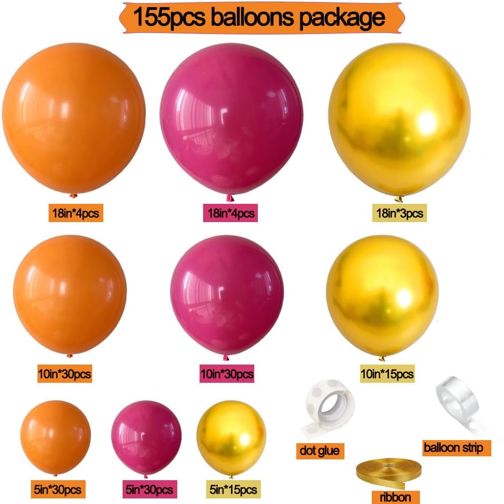 Balloon Garland Kit Burnt Orange Hot Pink Gold Party Decor