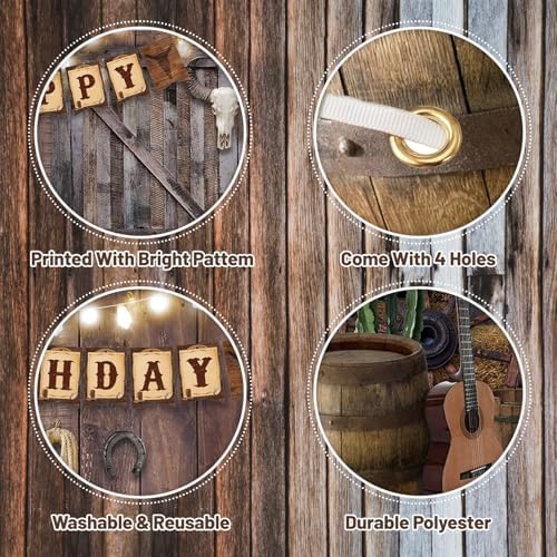 Western Cowboy Party Decorations Set with Backdrop and Balloons