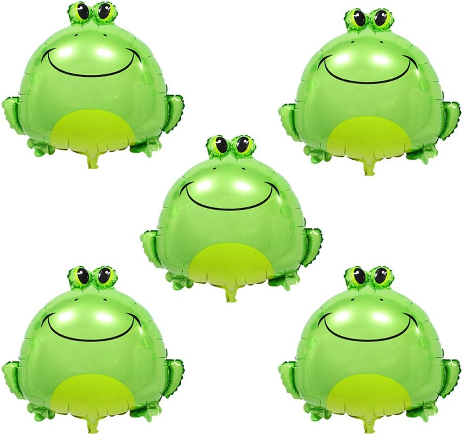 Frog Balloons Green Large Inflatable Foil Mylar Balloons 5PCS