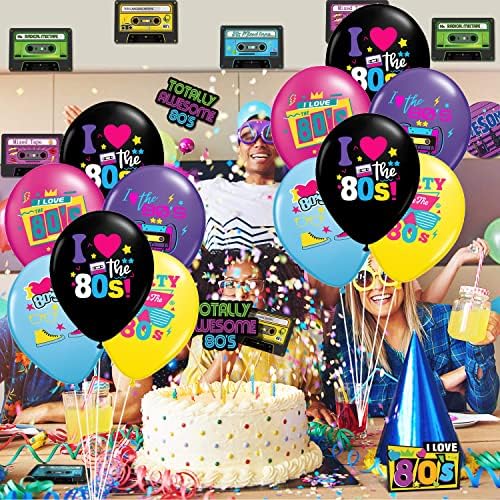 Wstewoo 80s Retro Neon Balloons 40 Pack