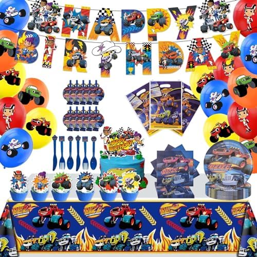 133 Pcs Monster Truck Birthday Supplies Decorations