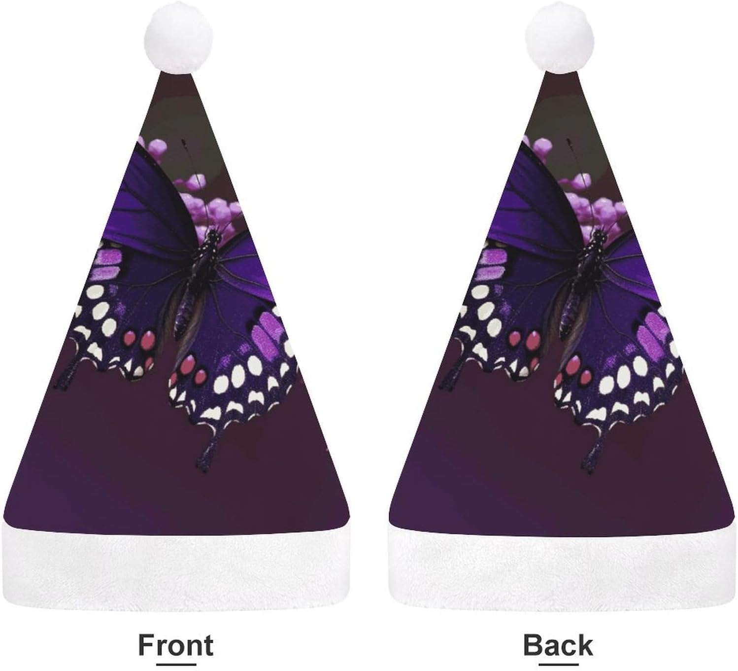 Purple Plum Butterfly Santa Hat Christmas Party Headwear