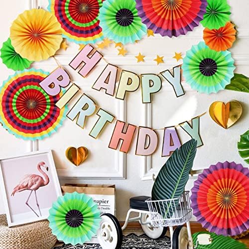 LRCXL 12PCS Colorful Party Paper Fans Set