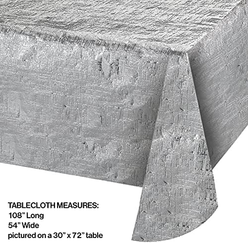 Creative Converting Metallic Silver Tablecover 54x108