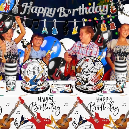 Music Themed Guitar Birthday Decorations 110pcs Set