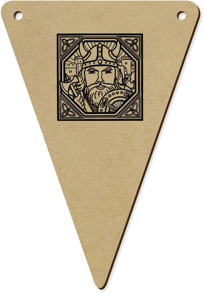 Azeeda 5 x 140mm Square Viking Motif Wooden Bunting Flags