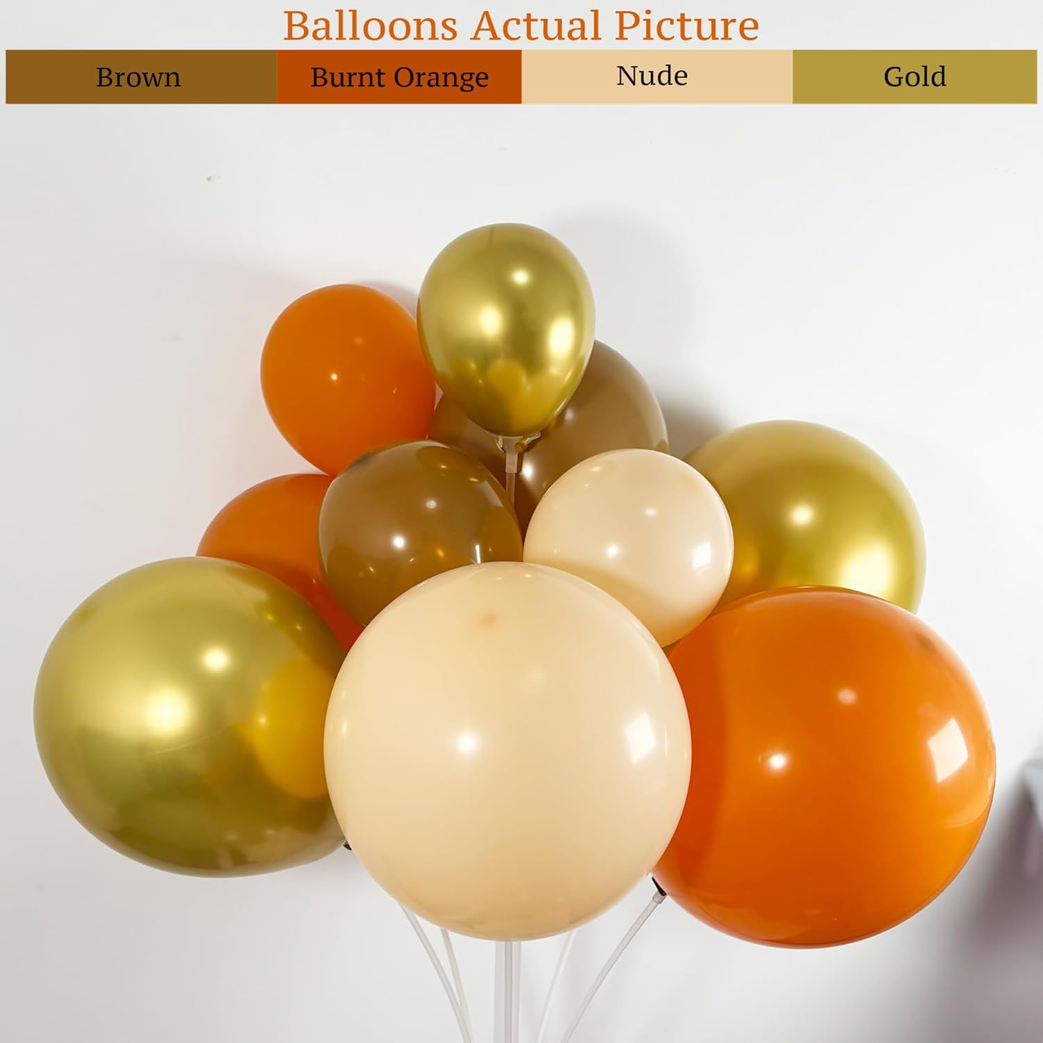 145pcs Fall Balloon Arch Kit with Burnt Orange and Gold Balloons