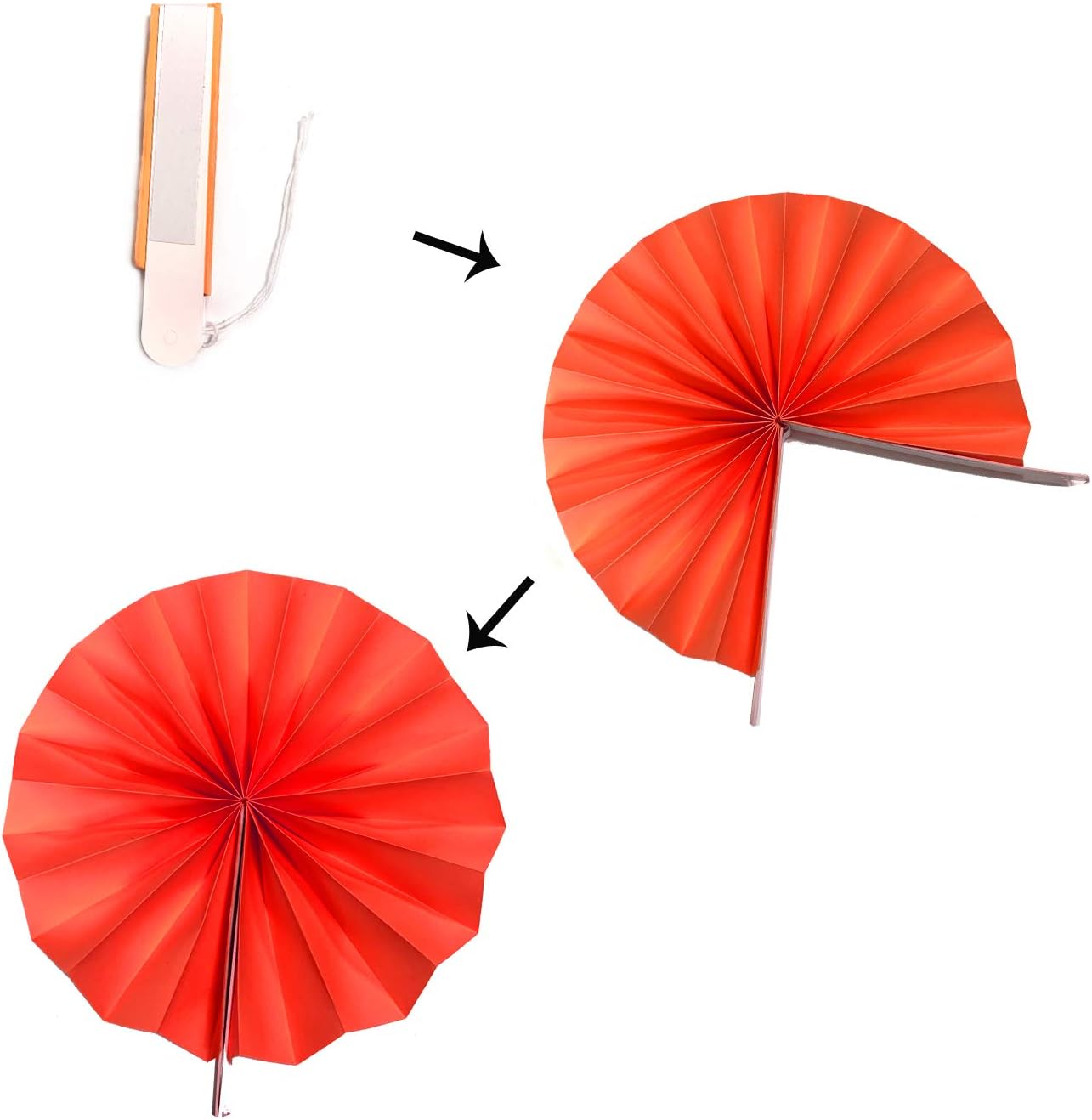 Hanging Paper Fan Set with Pom Poms and Honeycomb Balls