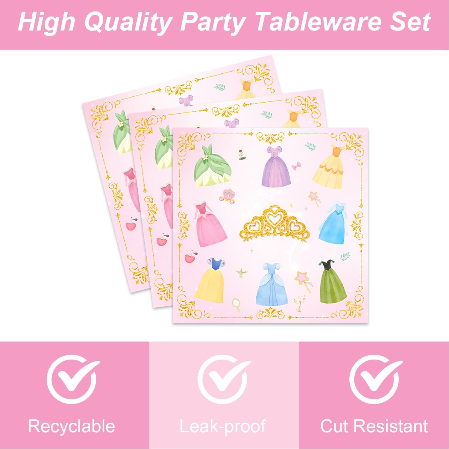 MASGY 96Pcs Princess Party Set for 24 Guests