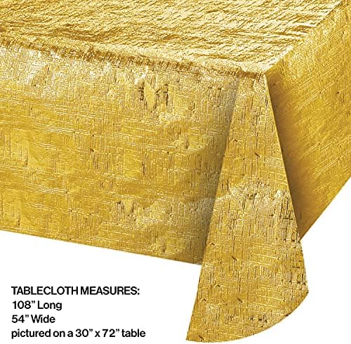 Creative Converting 38321 Metallic Gold Tablecloth