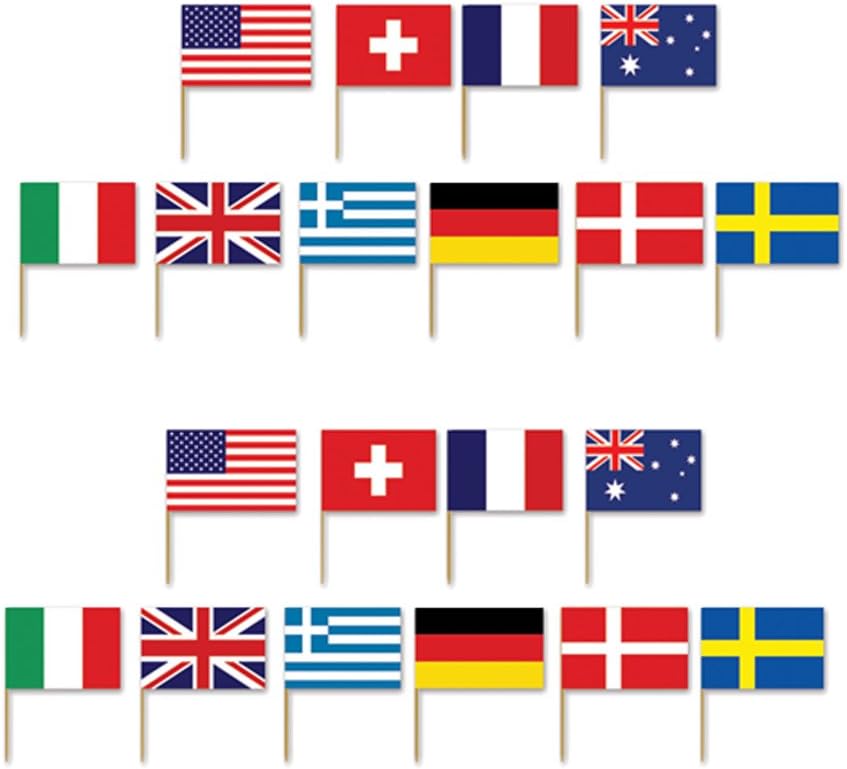 International Flags Party Decorations with Trivia