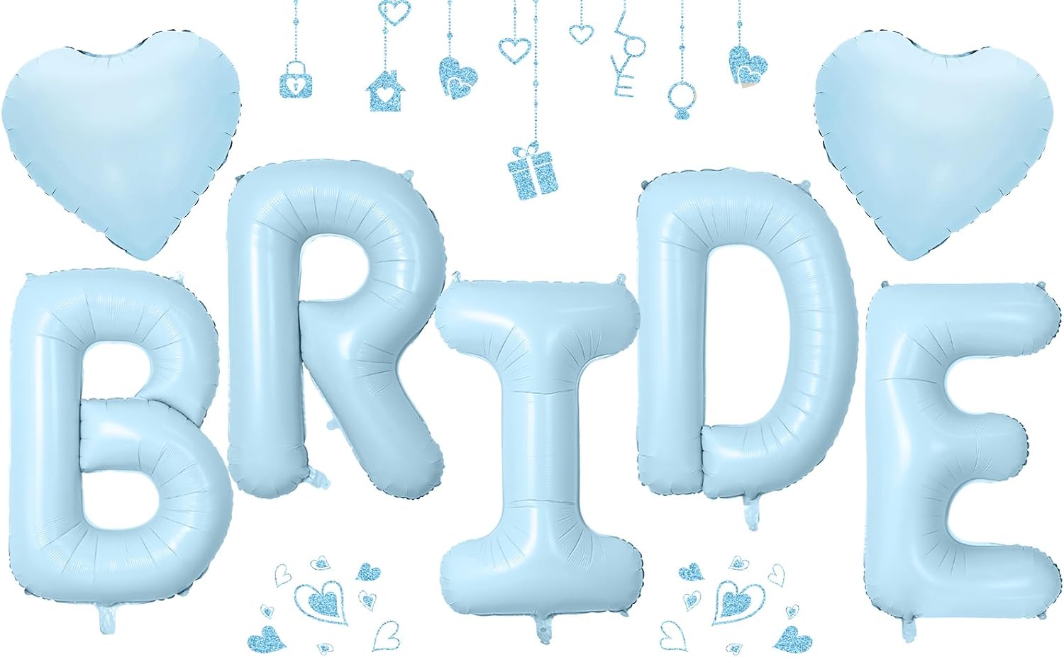 40 Inch Baby Blue BRIDE Letter Balloons Set