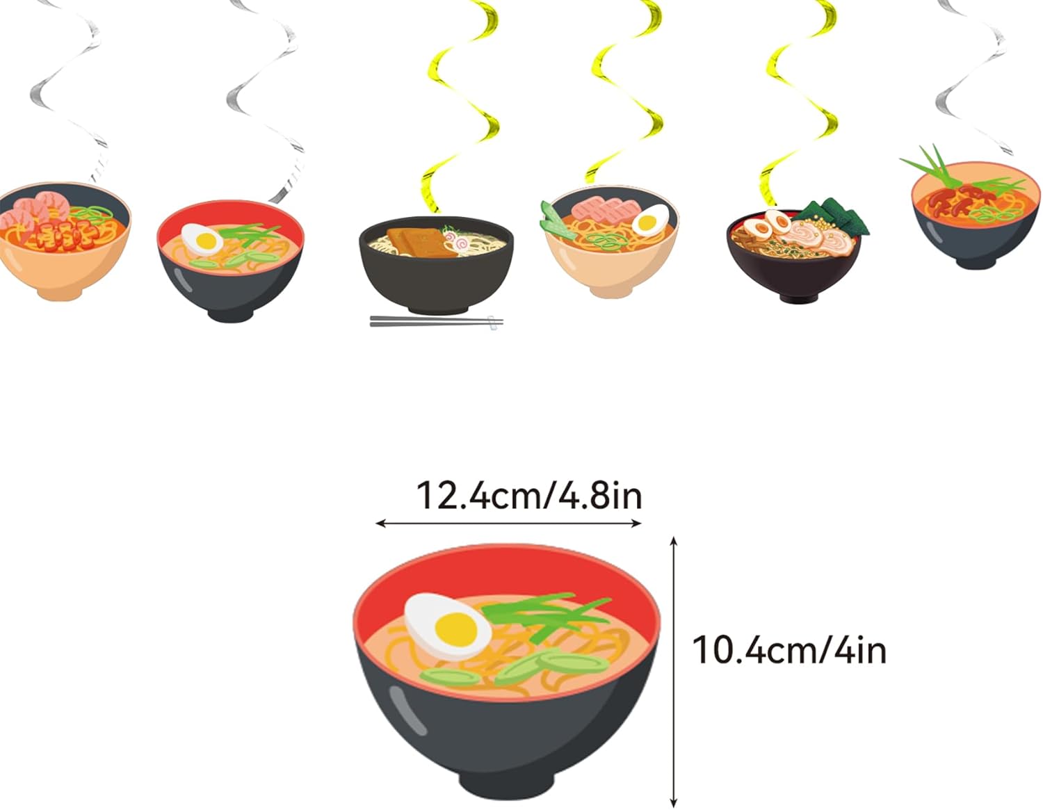 Ramen Birthday Decorations with Balloons and Toppers