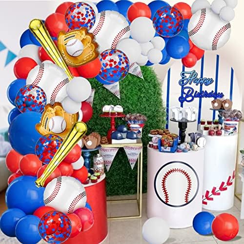 Baseball Balloon Garland Kit 113pcs Red White Blue Decorations