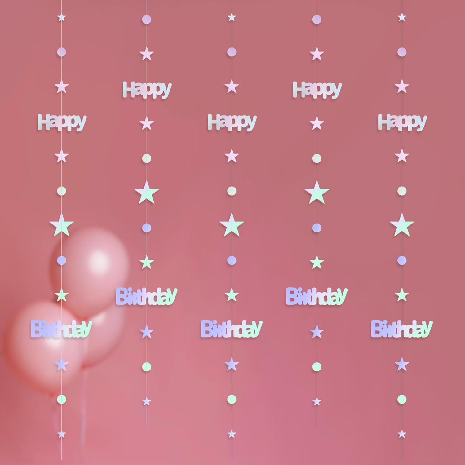 Iridescent Twinkle Star Birthday Garland Kit