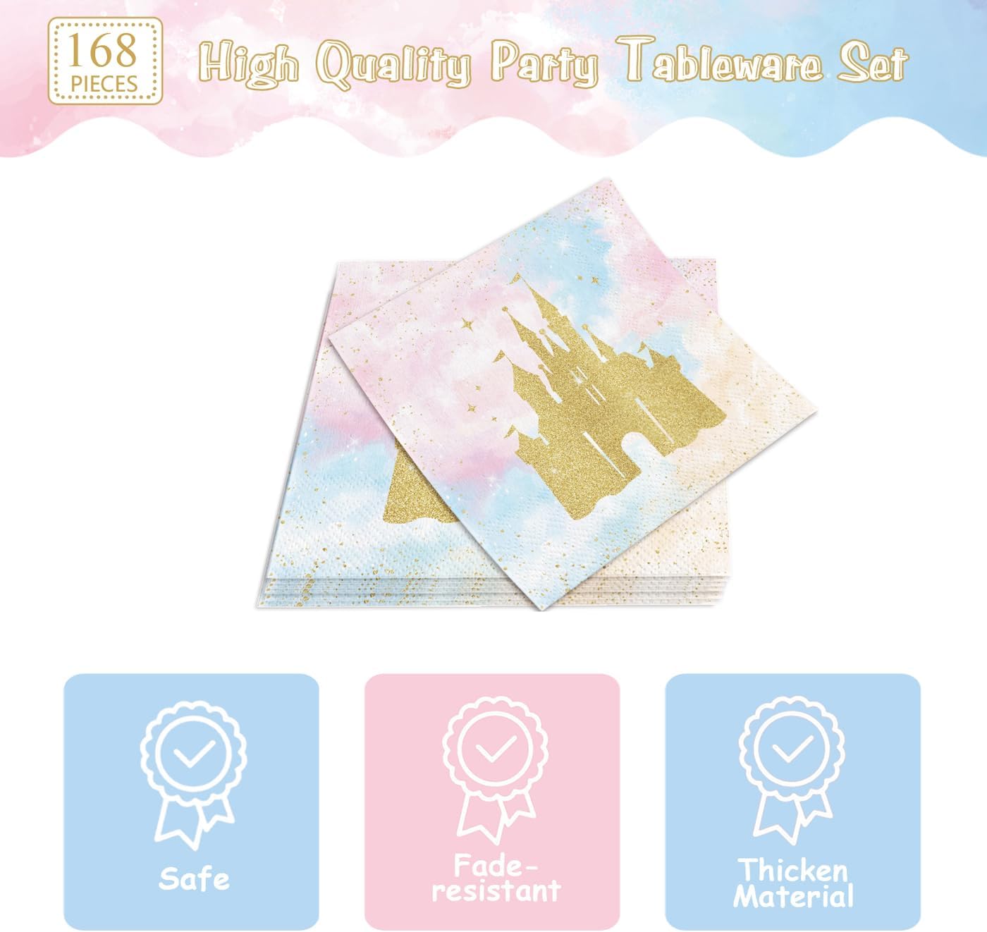 Princess Castle Party Tableware Set 168pcs