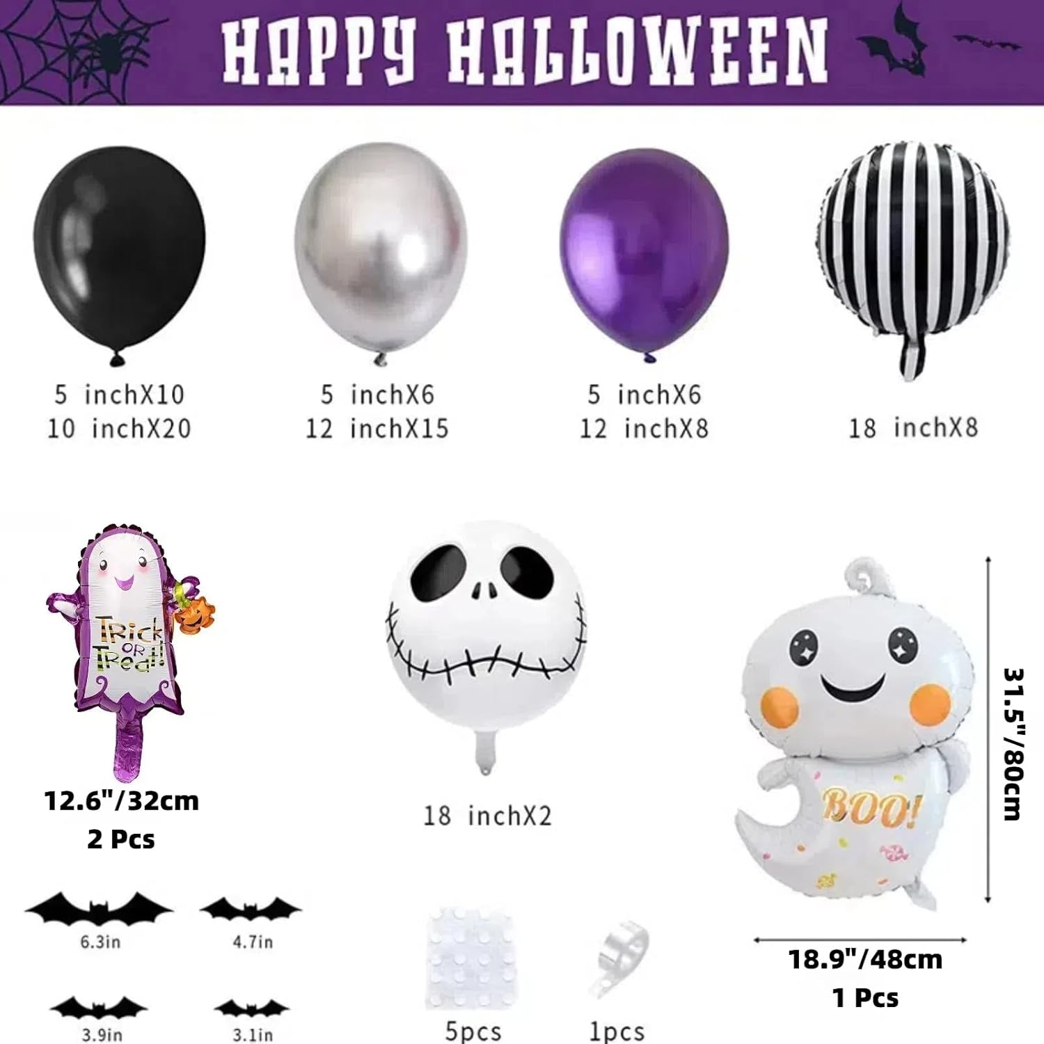 HIPIHOM 85 Pcs Halloween Balloon Garland Kit
