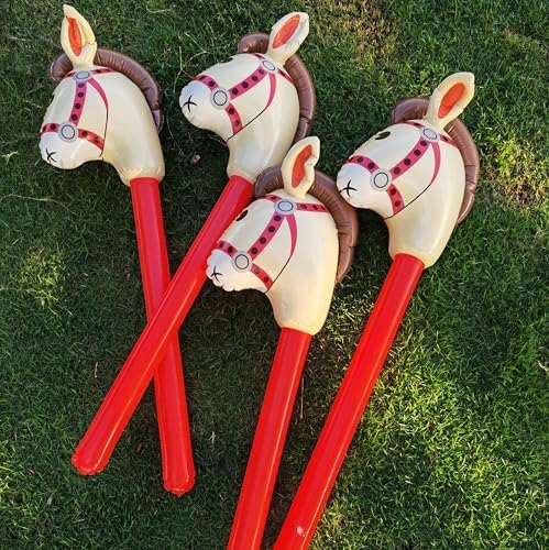 4PCS Inflatable Stick Horses for Parties and Birthdays