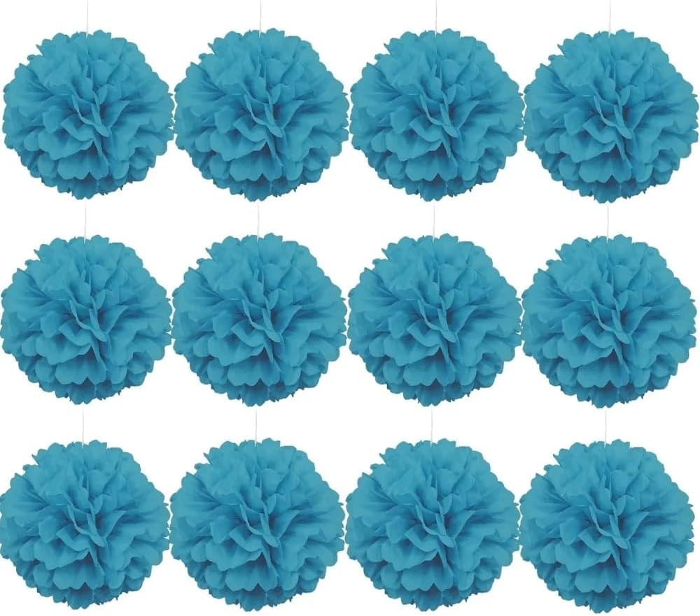 Terrific Teal Hanging Tissue Pom Pom 16 Inch 1 Count