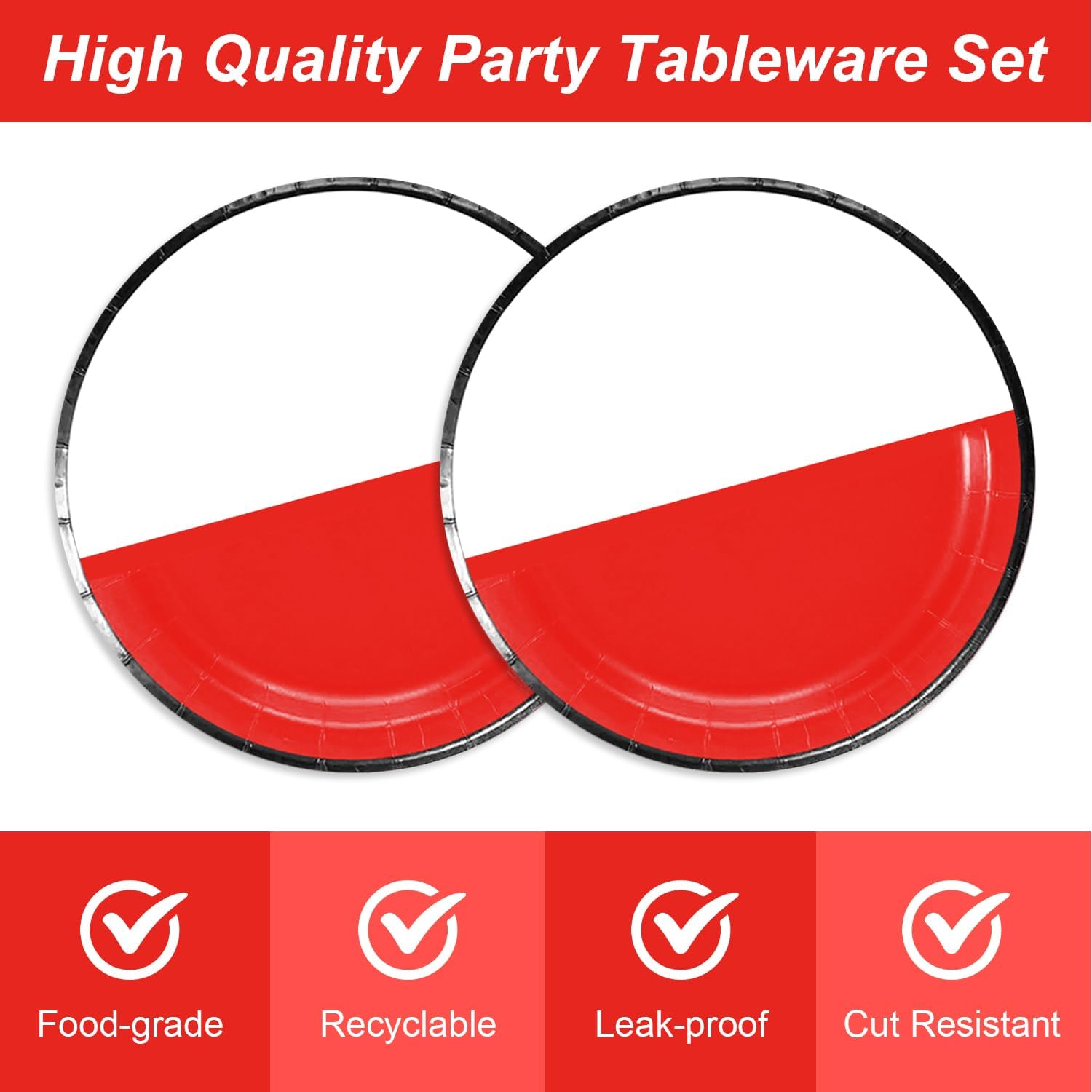Cartoon Birthday Party Tableware Set 48Pcs Red White
