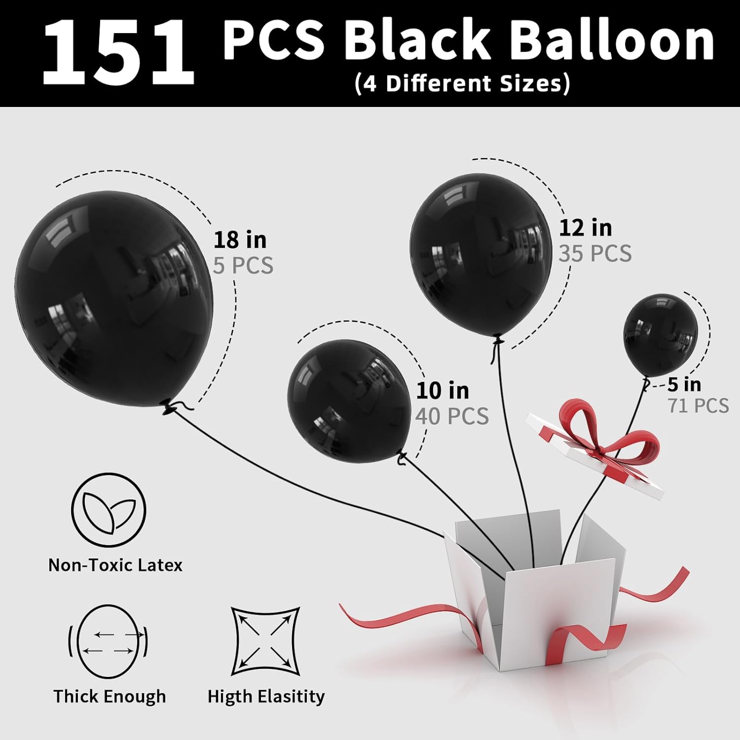 Labeol Black Balloons 151PCS Garland Arch Kit