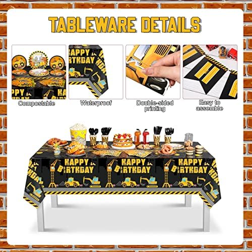 Ctosree 179 Piece Construction Birthday Party Set for Boys