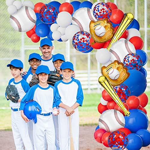 Baseball Balloon Garland Kit 113pcs Red White Blue Decorations