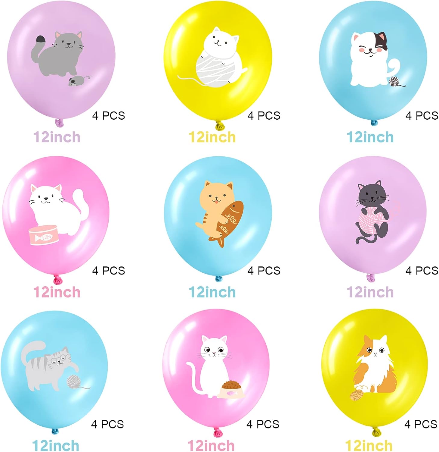 Threan 36 Pcs Cat Theme Latex Balloons Party Decorations