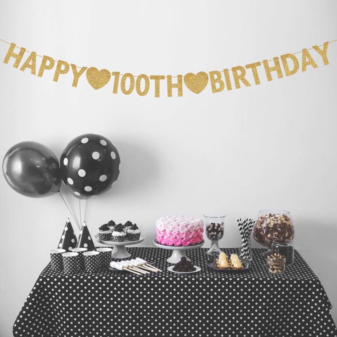 Gold Happy 100th Birthday Banner Decorations
