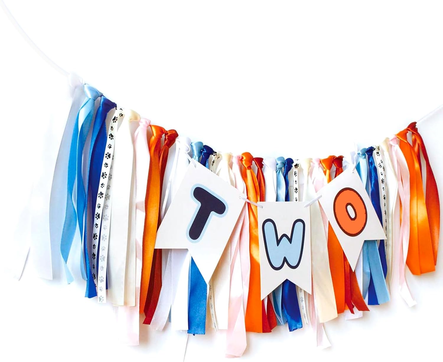 SULICRE Two High Chair Banner Cartoon Blue Dog 2nd Birthday