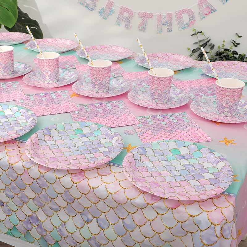 128 Pcs Gradient Scales Party Tableware Set for 16 People