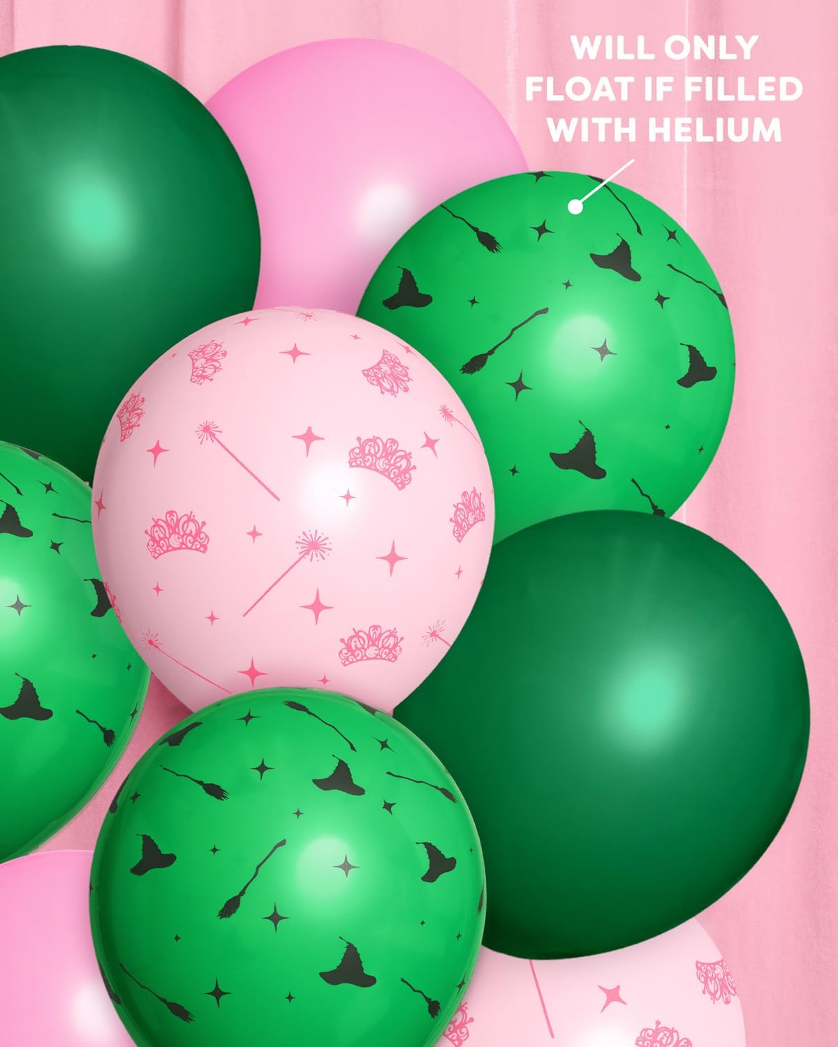 Xo Fetti Pink and Green Witch Latex Balloons - 24 Pack 12 Inch